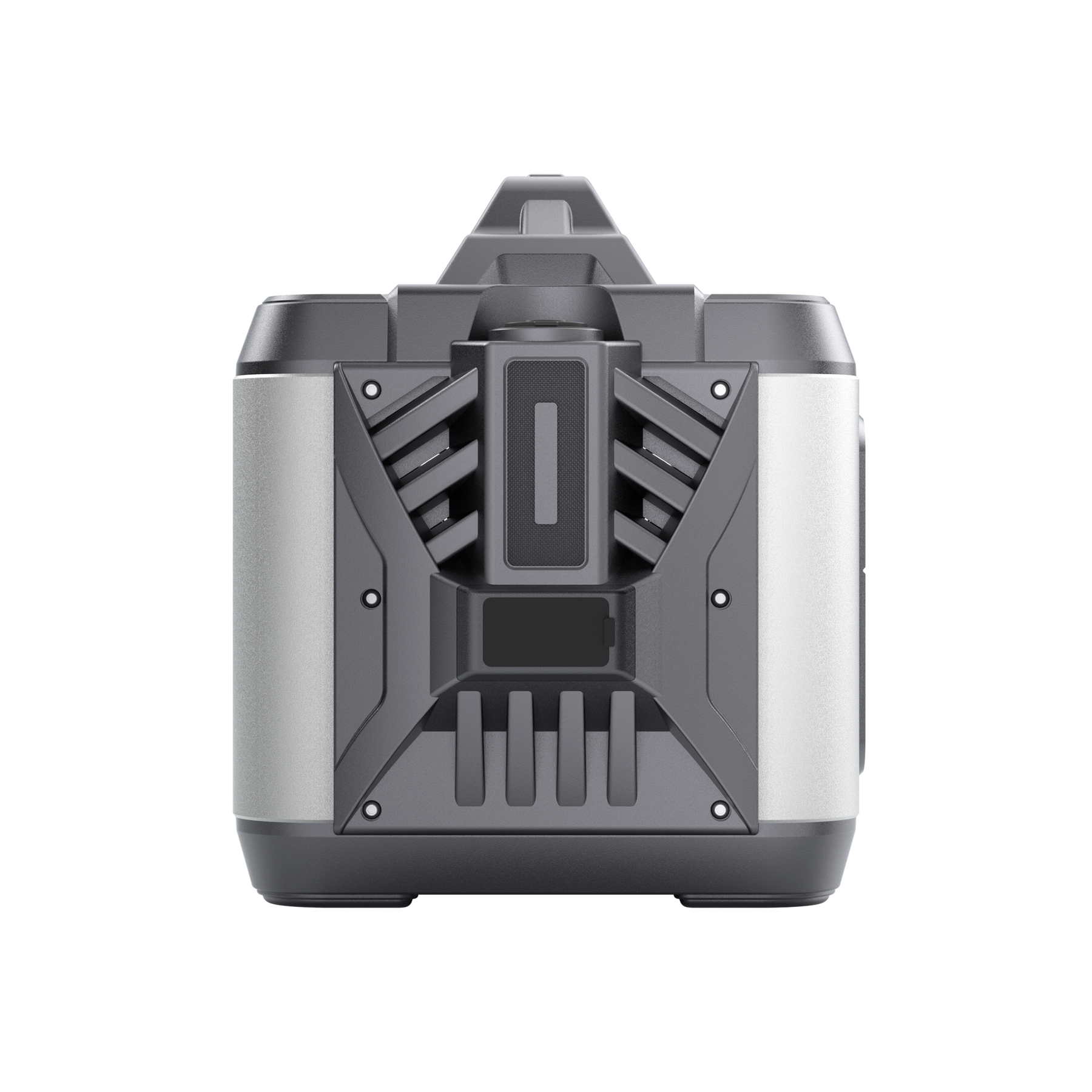 POWEREPUBLIC T1200 portable power station, 1200W 1110Wh, metallic gray aluminum-alloy body with aircraft wing design, a car charger, an Anderson port, and a handle.