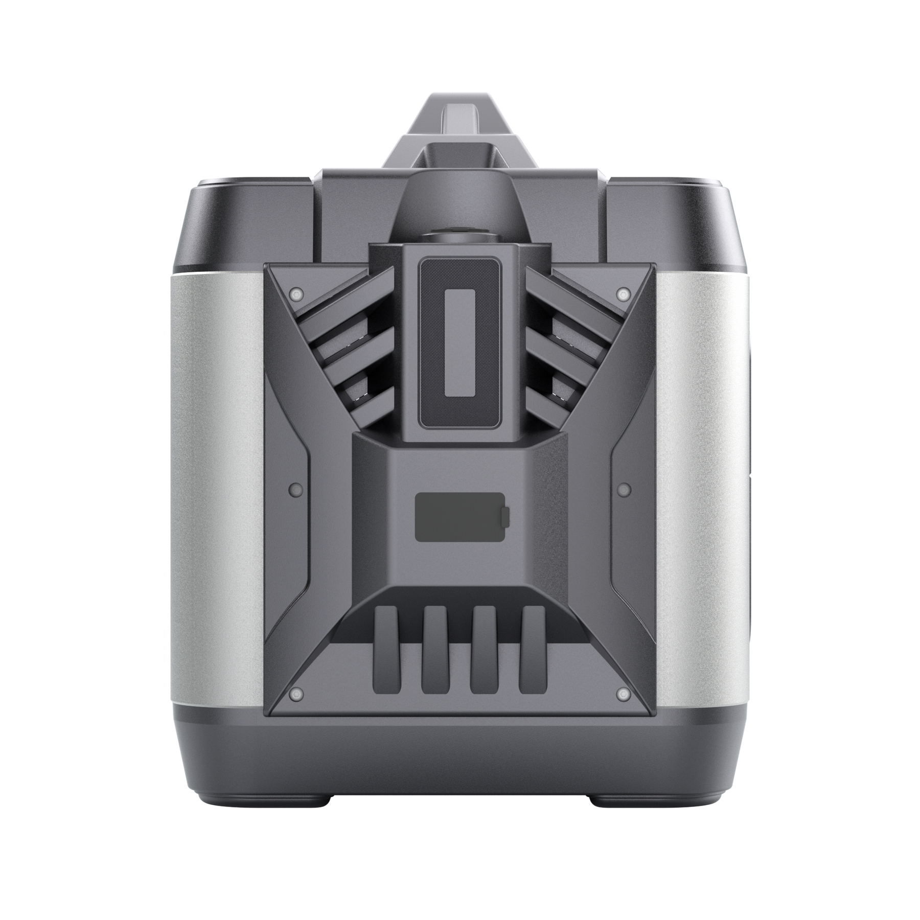 POWEREPUBLIC T3000 portable power station, 3000W 3200Wh,  metallic gray aluminum-alloy body with aircraft wing design, a car charger, an Anderson port, and a handle.