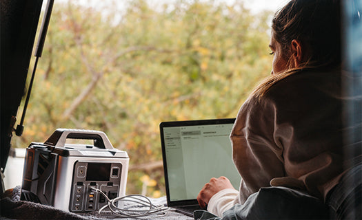 A Woman using POWEREPUBLIC T306 Portable Power Station | 300W 296Wh